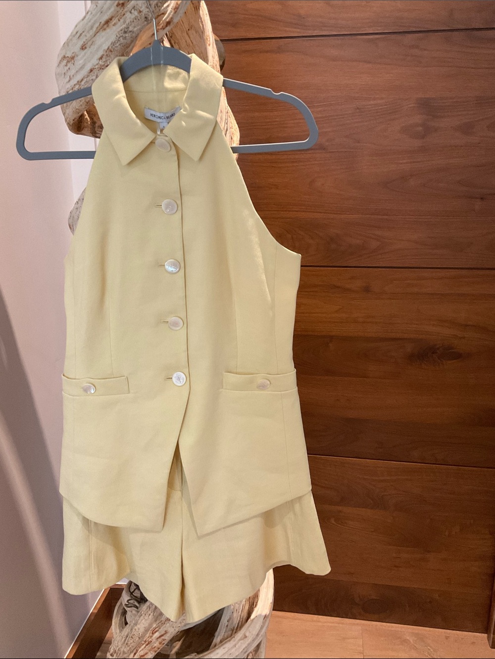 Veronica Beard Lemon Yellow sleeveless vest short Set